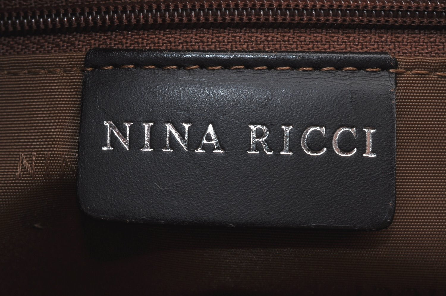 Authentic NINA RICCI Shoulder Hand Bag Leather Brown K9611