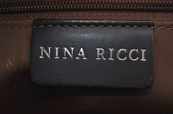 Authentic NINA RICCI Shoulder Hand Bag Leather Brown K9611