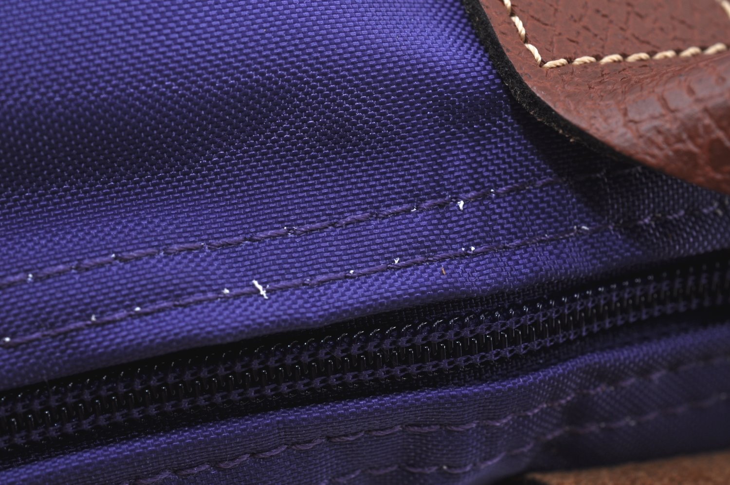 Auth Longchamp Le Pliage Shopper Tote Hand Bag Nylon Leather Purple K9616