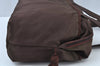 Authentic PRADA Nylon Tessuto Leather Sholuder Tote Bag Brown Green K9617