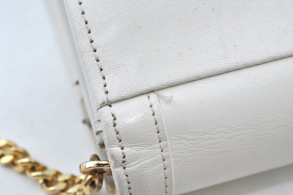 Authentic GIVENCHY Leather Shoulder Cross Body Bag White Junk K9618