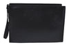 Authentic BALLY Leather Clutch Bag Black K9622