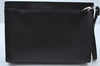 Authentic BALLY Leather Clutch Bag Black K9622