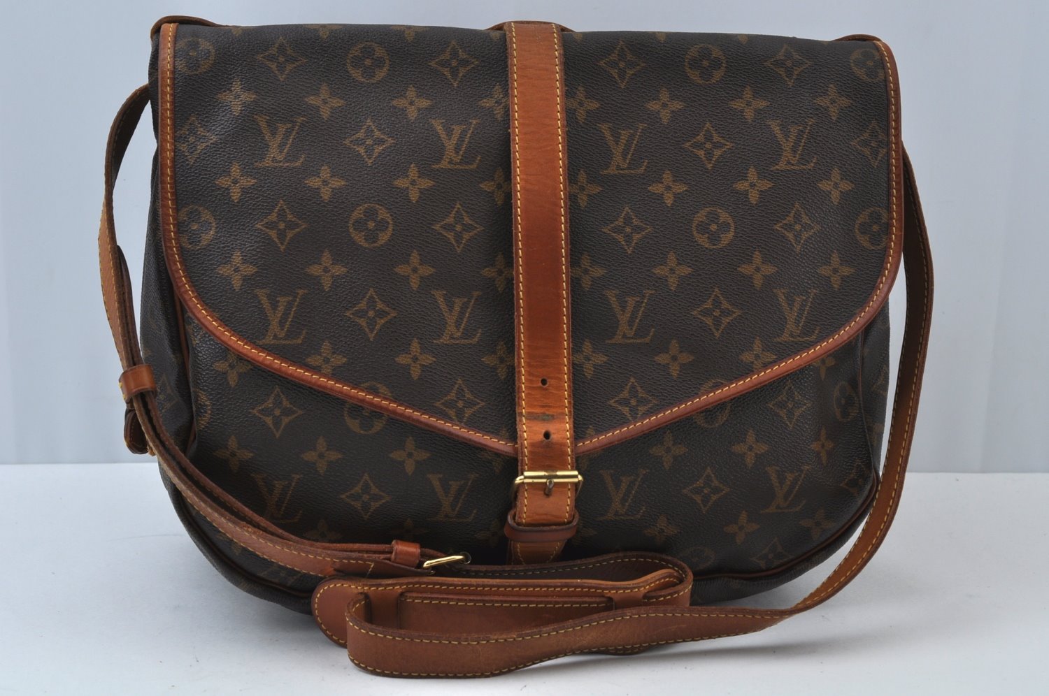 Authentic Louis Vuitton Monogram Saumur 35 Shoulder Cross Bag M42254 LV K9631