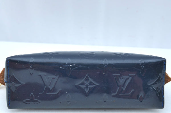 Auth Louis Vuitton Monogram Vernis Pochette Cosmetic Pouch Blue M90052 LV K9634