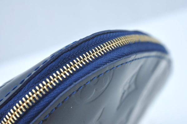 Auth Louis Vuitton Monogram Vernis Pochette Cosmetic Pouch Blue M90052 LV K9634