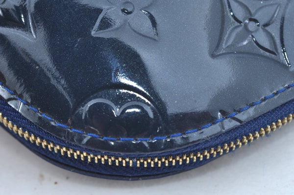 Auth Louis Vuitton Monogram Vernis Pochette Cosmetic Pouch Blue M90052 LV K9634