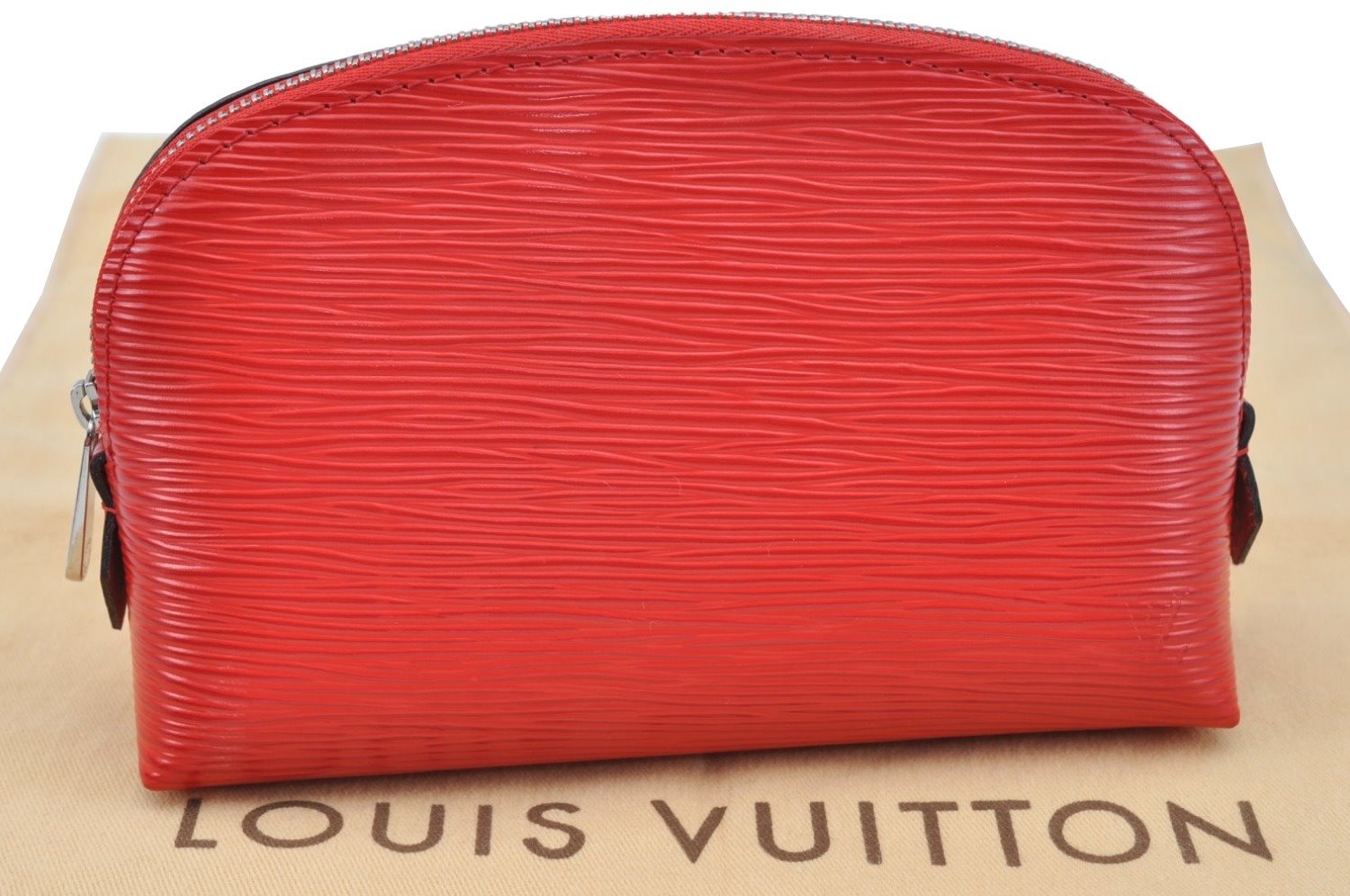 Authentic Louis Vuitton Epi Pochette Cosmetic Pouch Purse Red M41114 LV K9635