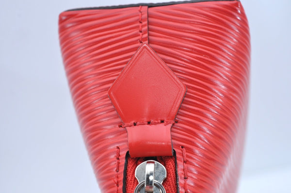 Authentic Louis Vuitton Epi Pochette Cosmetic Pouch Purse Red M41114 LV K9635