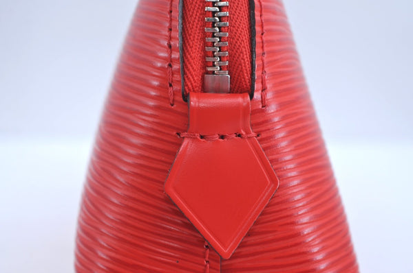 Authentic Louis Vuitton Epi Pochette Cosmetic Pouch Purse Red M41114 LV K9635