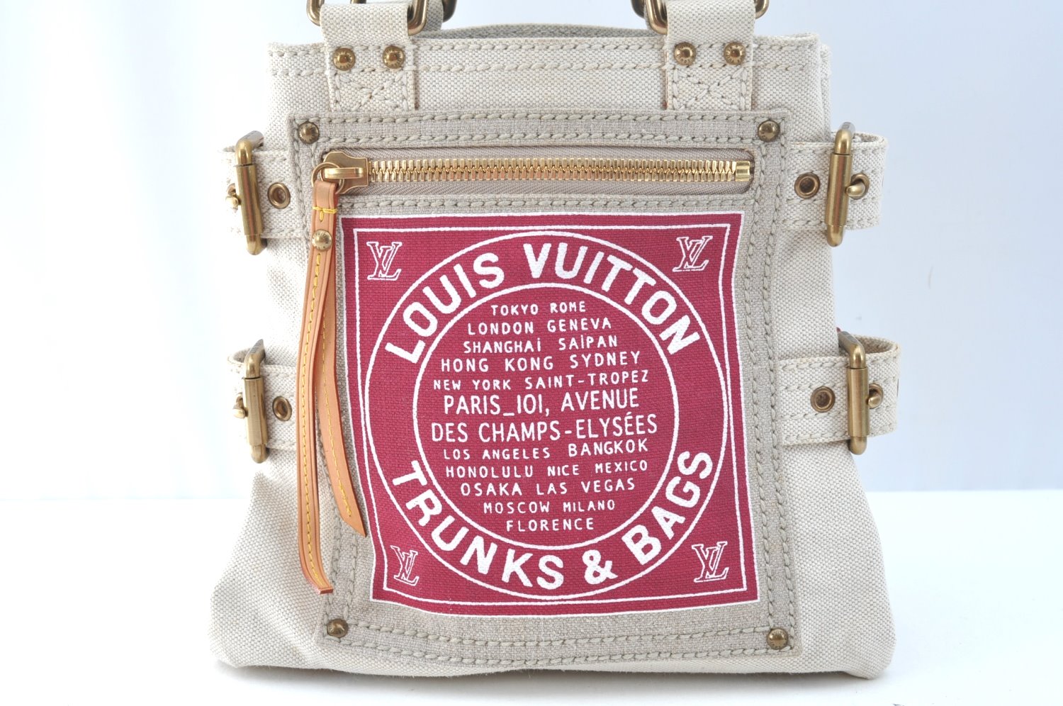 Authentic Louis Vuitton Cruise Line Globe Shopper PM Tote Bag M95115 Red K9636