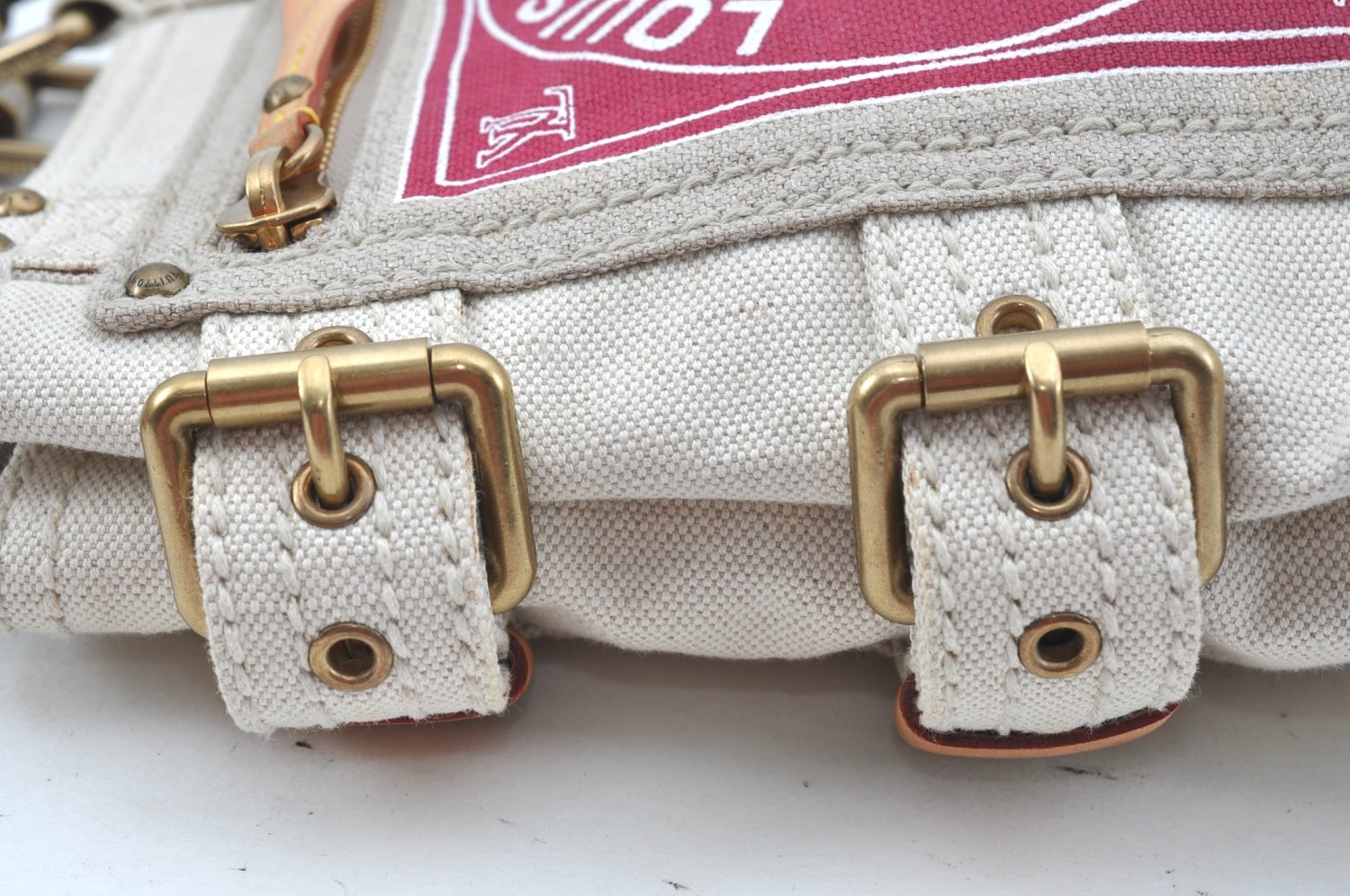 Authentic Louis Vuitton Cruise Line Globe Shopper PM Tote Bag M95115 Red K9636