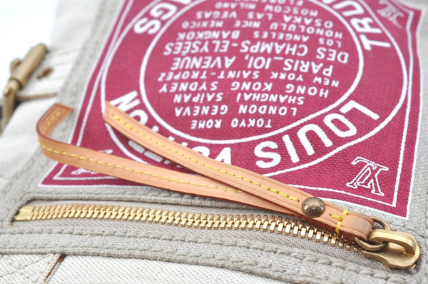 Authentic Louis Vuitton Cruise Line Globe Shopper PM Tote Bag M95115 Red K9636