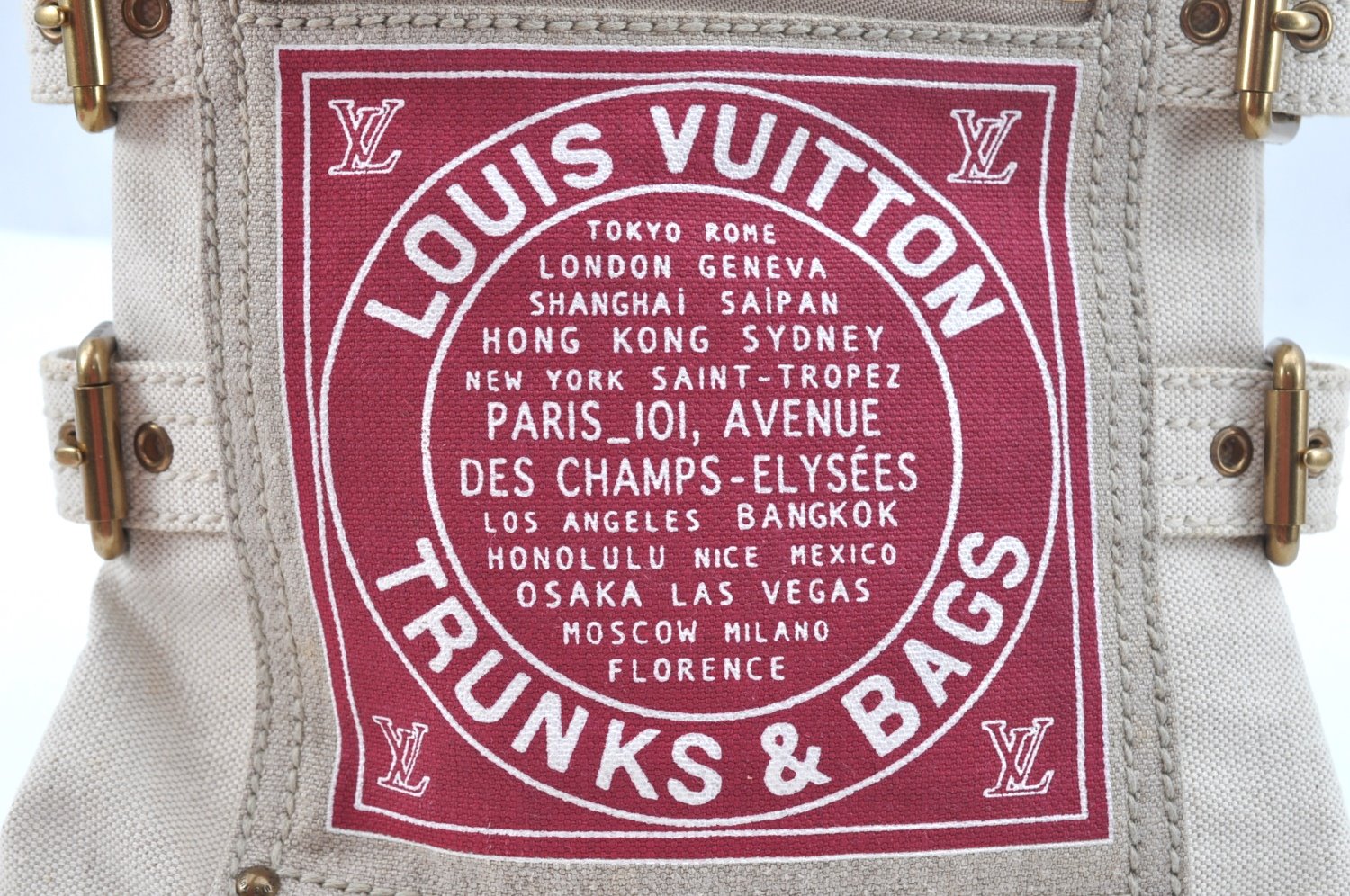 Authentic Louis Vuitton Cruise Line Globe Shopper PM Tote Bag M95115 Red K9636