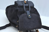 Authentic GUCCI Bamboo Backpack Suede Leather White Navy K9637