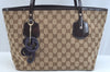 Authentic GUCCI Hand Bag GG Canvas Enamel Brown K9645