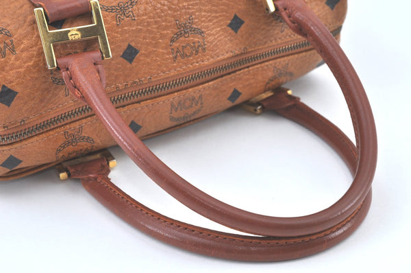 Authentic MCM Visetos Leather Vintage Shoulder Hand Bag Brown K9648
