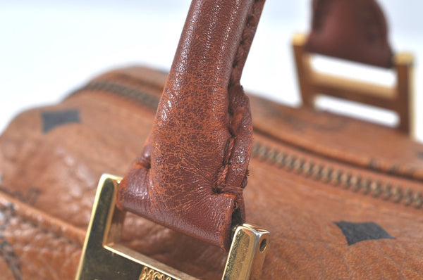 Authentic MCM Visetos Leather Vintage Shoulder Hand Bag Brown K9648