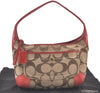 Authentic COACH Signature Shoulder Bag Purse Leather Brown Red K9651