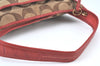 Authentic COACH Signature Shoulder Bag Purse Leather Brown Red K9651