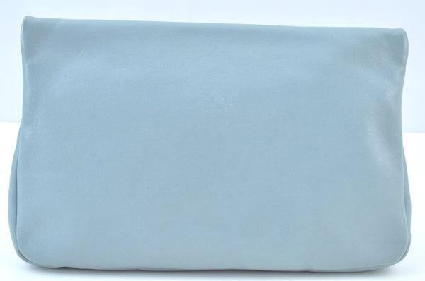 Authentic JIMMY CHOO Star Studs Leather Clutch Bag Purse LightBlue K9652