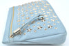 Authentic JIMMY CHOO Star Studs Leather Clutch Bag Purse LightBlue K9652