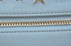 Authentic JIMMY CHOO Star Studs Leather Clutch Bag Purse LightBlue K9652