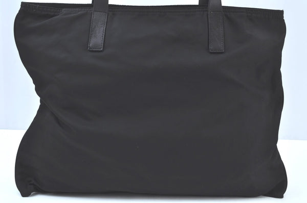 Authentic PRADA Nylon Tessuto Leather Tote Hand Bag Black K9653