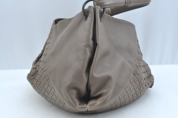Authentic BOTTEGA VENETA Leather Shoulder Bag Brown K9657