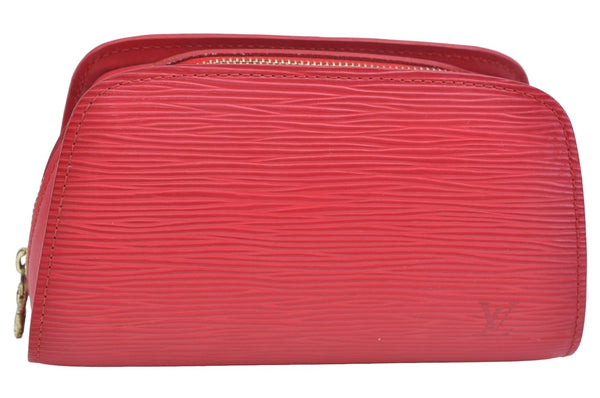 Authentic Louis Vuitton Epi Dauphine Cosmetic Pouch Red M48447 LV K9658