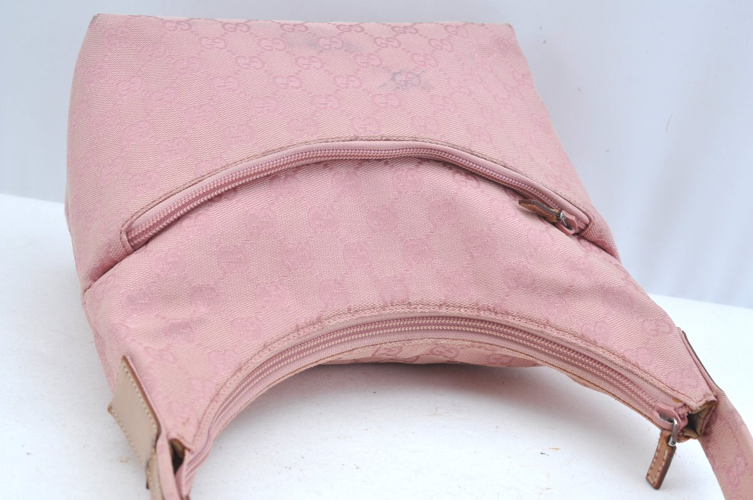 Authentic GUCCI Shoulder Bag GG Canvas Leather Pink K9660
