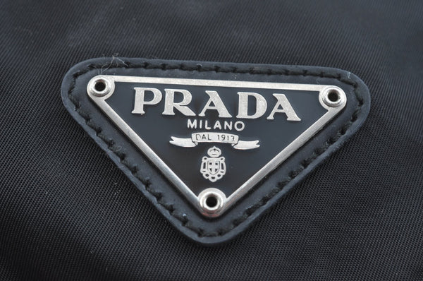 Authentic PRADA Nylon Tessuto Leather Backpack Black K9666