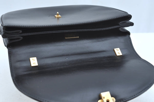Authentic BALLY Leather Hand Bag Black K9674
