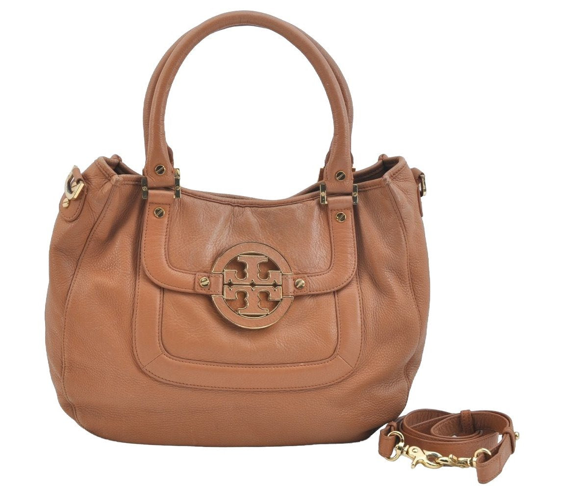 Authentic TORY BURCH Ella Leather Shoulder Tote Bag Brown K9675