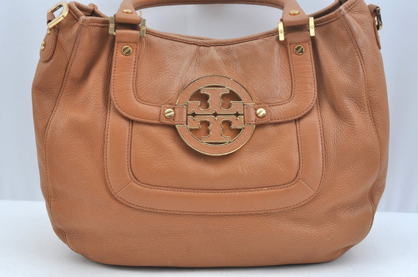 Authentic TORY BURCH Ella Leather Shoulder Tote Bag Brown K9675