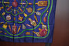 Authentic HERMES Carre 90 Scarf "Qu importe le flacon" Silk Navy Blue K9676