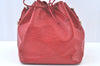 Authentic Louis Vuitton Epi Petit Noe Shoulder Drawstring Bag M44107 Red K9678