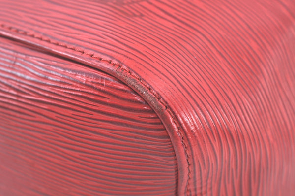 Authentic Louis Vuitton Epi Petit Noe Shoulder Drawstring Bag M44107 Red K9678