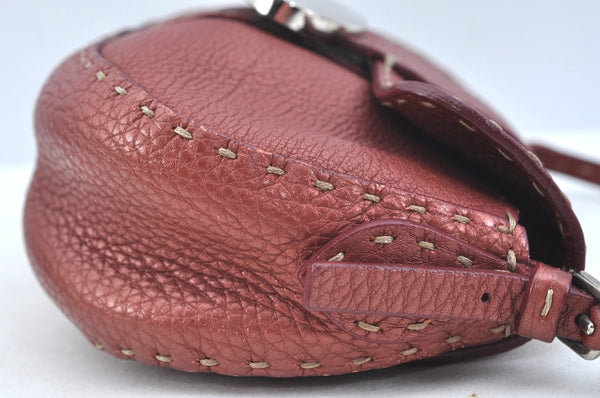 Authentic FENDI Selleria Shoulder Hand Bag Purse Leather Red K9683