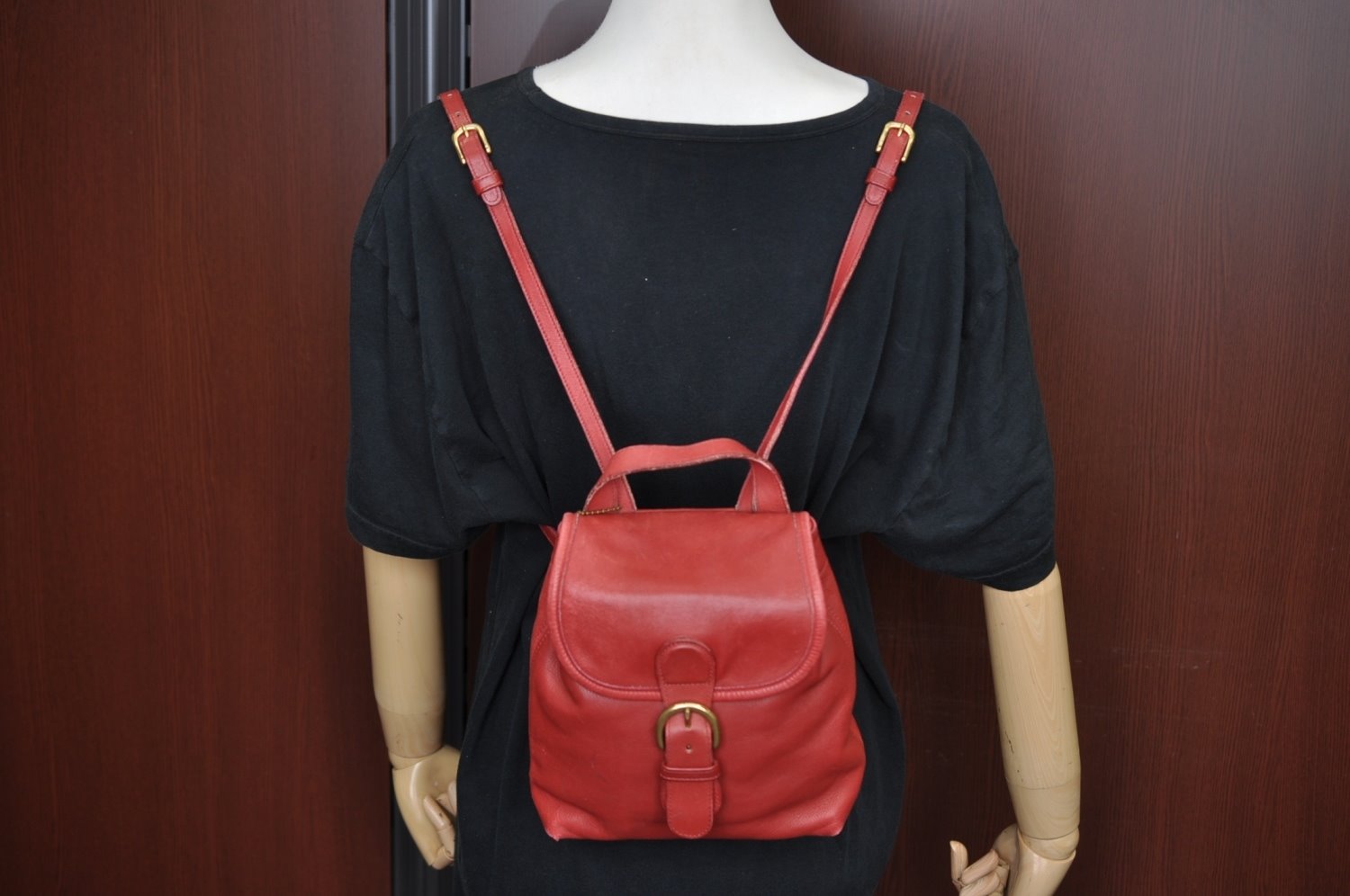 Authentic COACH Backpack Leather Red K9684