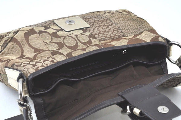 Authentic COACH Signature Shoulder Bag Purse Leather Brown K9685