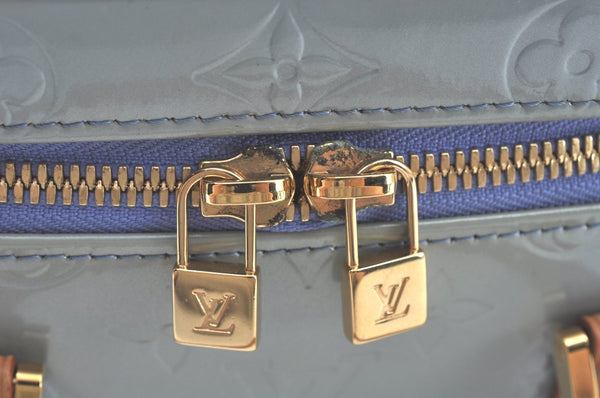 Auth Louis Vuitton Vernis Sullivan Horizontale PM Hand Bag Light Blue LV K9686
