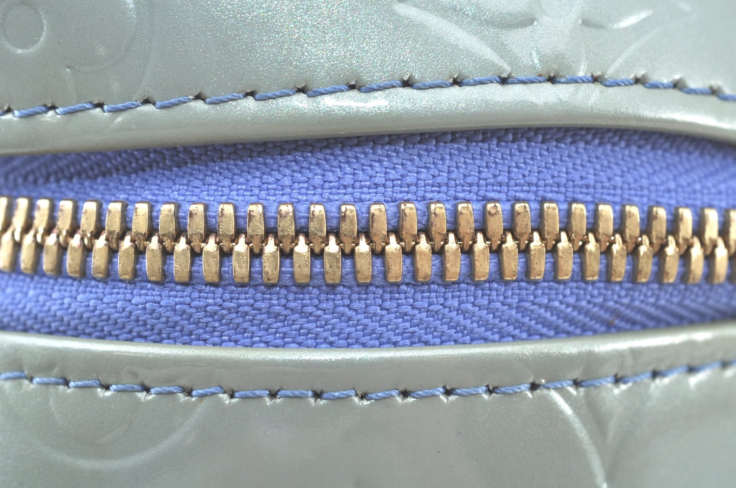 Auth Louis Vuitton Vernis Sullivan Horizontale PM Hand Bag Light Blue LV K9686