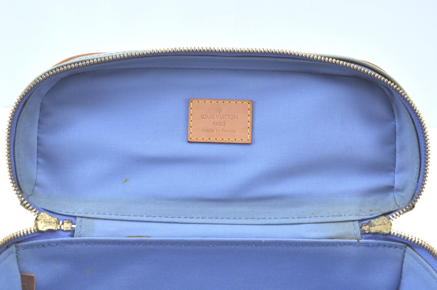 Auth Louis Vuitton Vernis Sullivan Horizontale PM Hand Bag Light Blue LV K9686