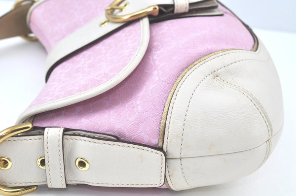 Authentic COACH Signature Shoulder Bag Purse Leather White Pink K9689