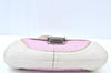 Authentic COACH Signature Shoulder Bag Purse Leather White Pink K9689