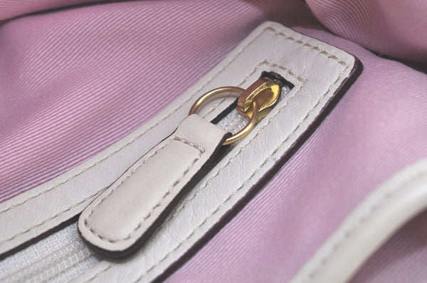 Authentic COACH Signature Shoulder Bag Purse Leather White Pink K9689