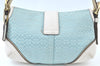 Authentic COACH Signature Shoulder Bag Purse Leather LightBlue K9690