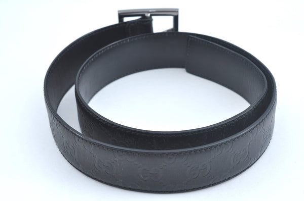 Authentic GUCCI Guccissima Belt Leather 32.7-34.6" Black K9694