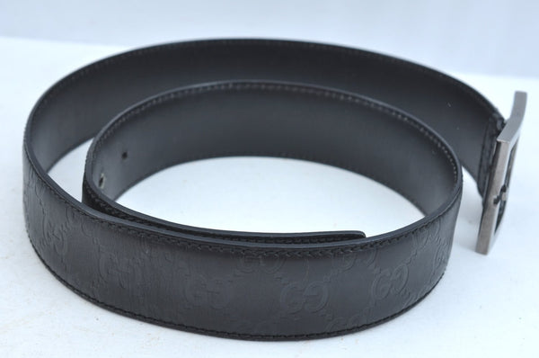 Authentic GUCCI Guccissima Belt Leather 32.7-34.6" Black K9694